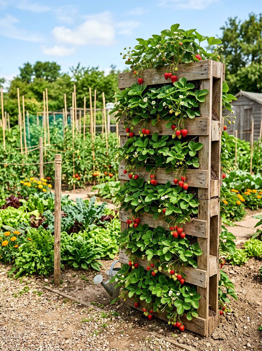 Pallet strawberry tower - 25 Pallet Tiered Planter Ideas