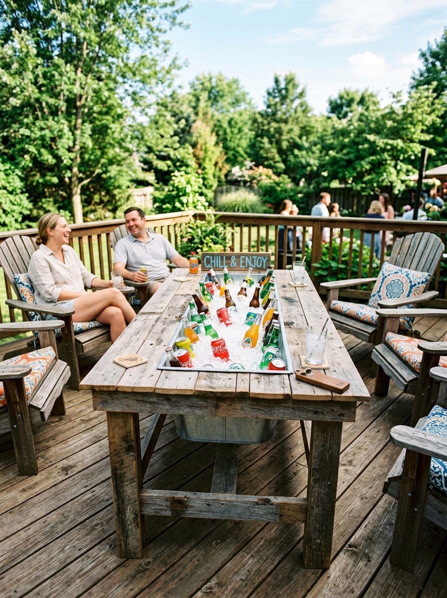 Pallet table with built in cooler - 25 Pallet Picnic Table Ideas