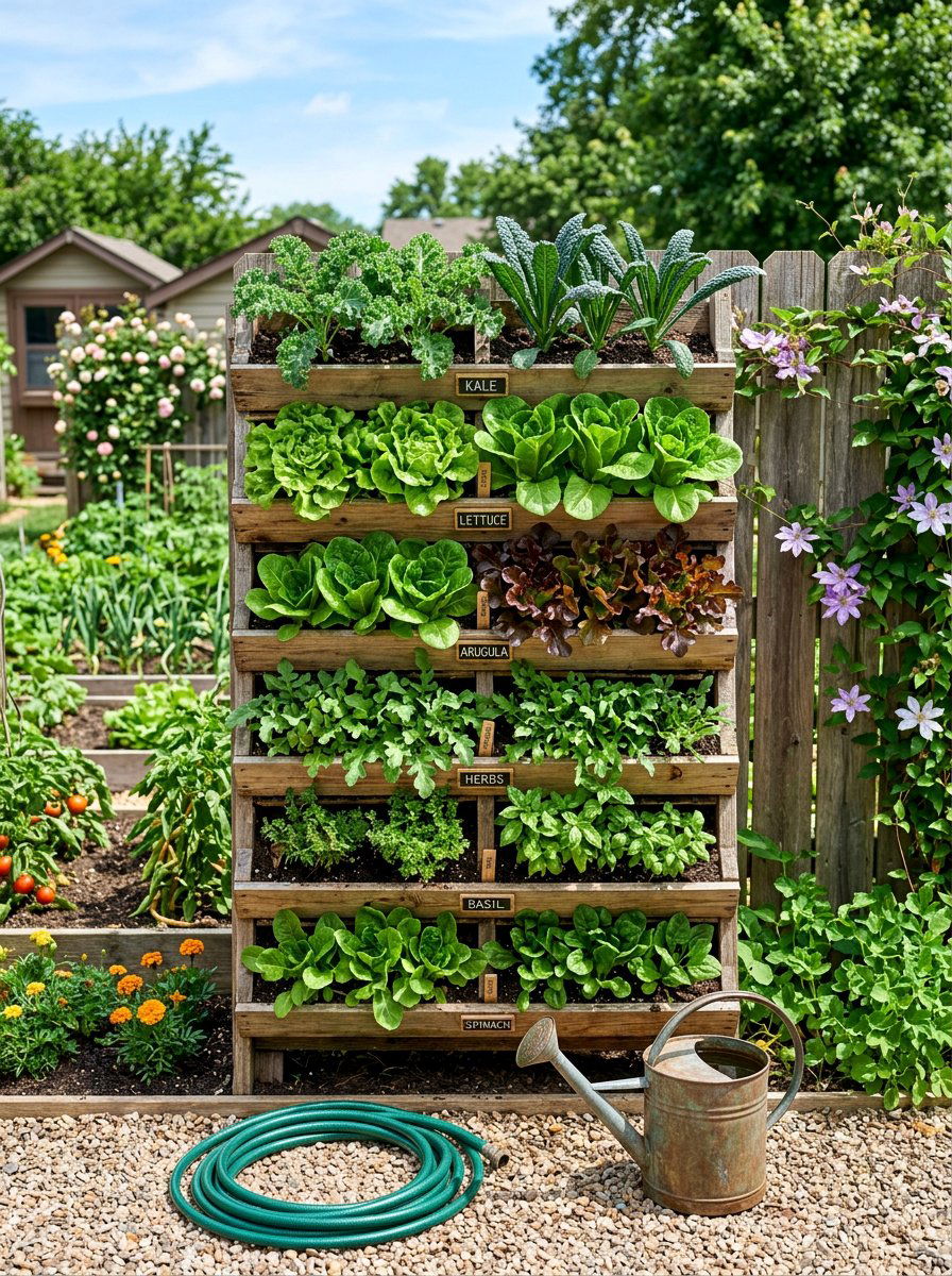 Pallet veggie garden - 25 Pallet Tiered Planter Ideas