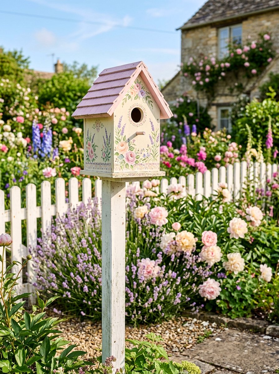 Pastel Floral Birdhouse - 25 birdhouse painting ideas