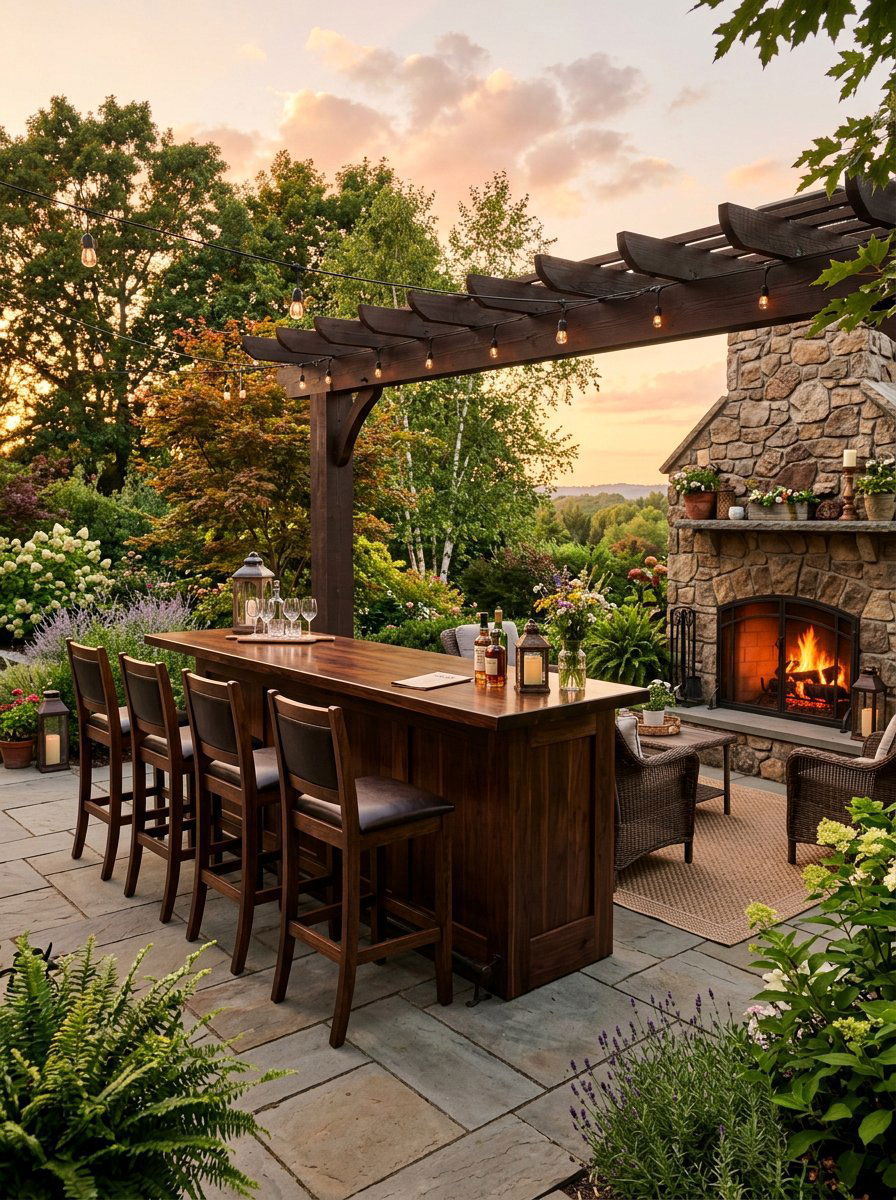 Patio Bar With Stools - 25 Pallet Outdoor Bar Ideas