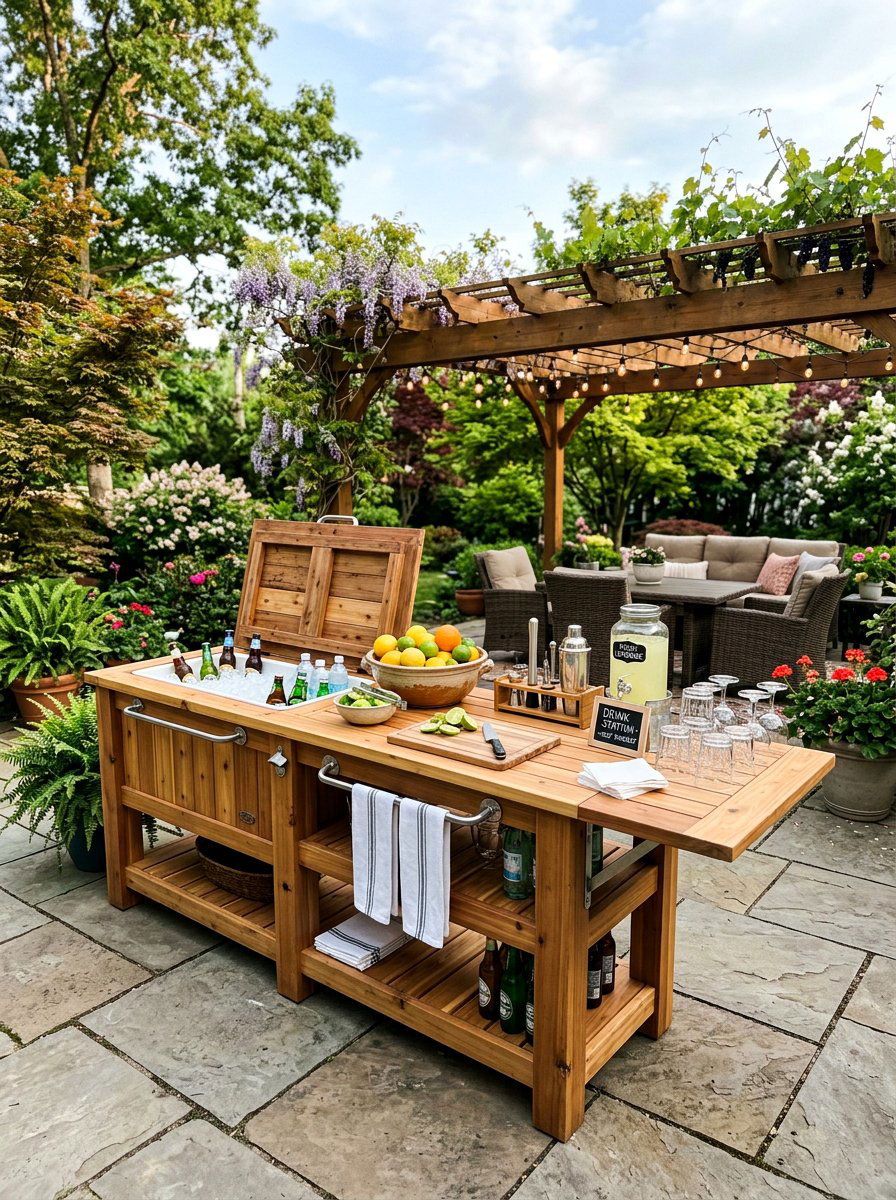 Patio Cooler With Prep Station - 25 Pallet Ice Chest Holder Ideas