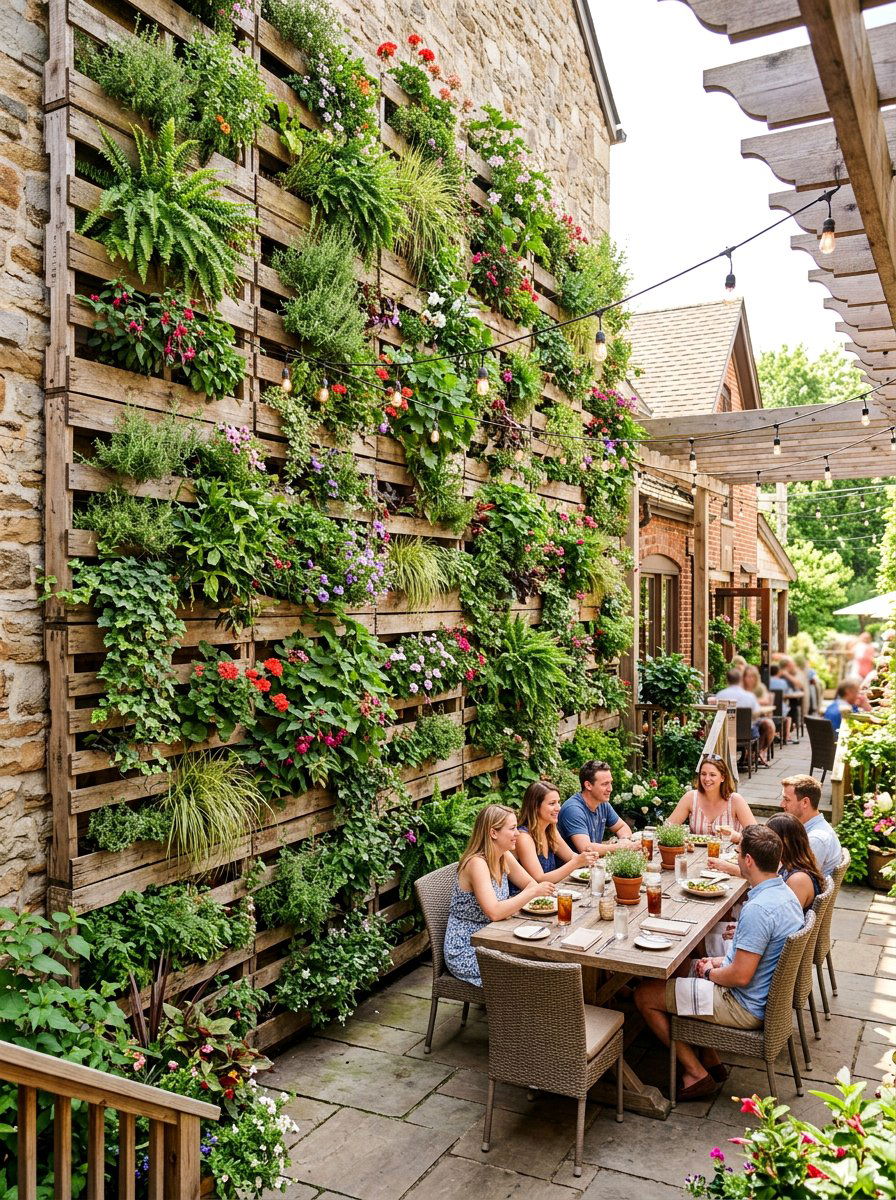 Patio wall vertical garden - 25 Pallet Hanging Planter Ideas