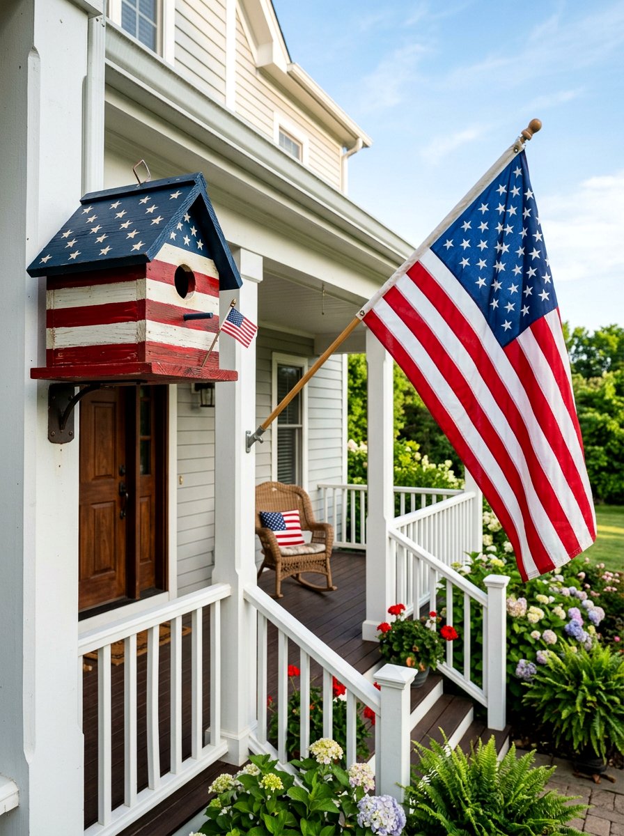 Patriotic Flag Birdhouse - 25 birdhouse painting ideas