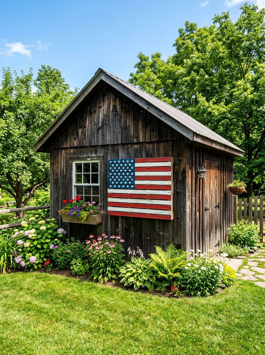 Patriotic Flag Pallet Decor - 25 Pallet Outdoor Sign Ideas