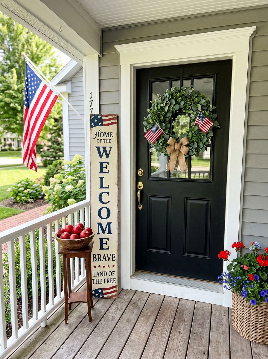 Patriotic Porch Leaner - 25 Pallet Flag Holder Ideas