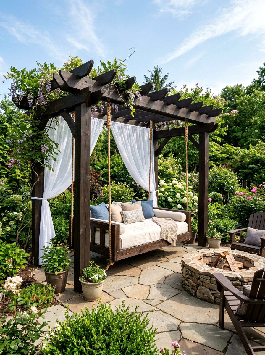 Pergola Pallet Swing Bed - 25 Pallet Hanging Swing Bed Ideas