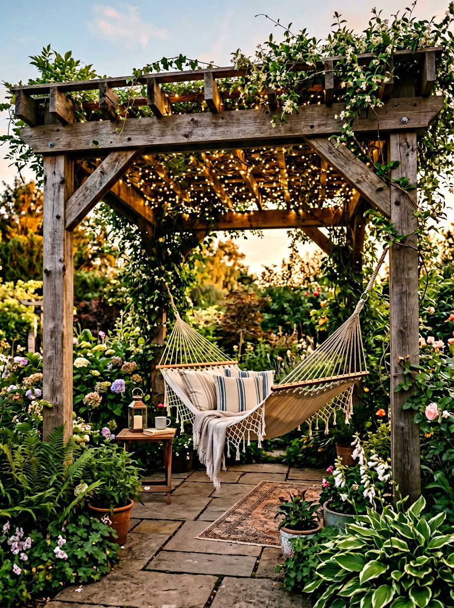 Pergola Style Hammock Support - 25 Pallet Hammock Stand Ideas