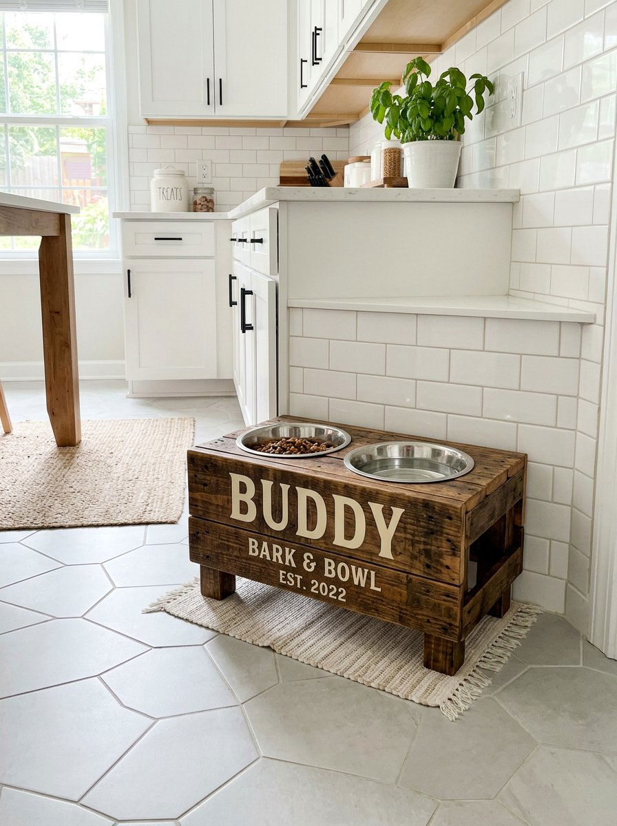 Personalized Pallet Pet Feeder - 25 Pallet Pet Feeding Station Ideas