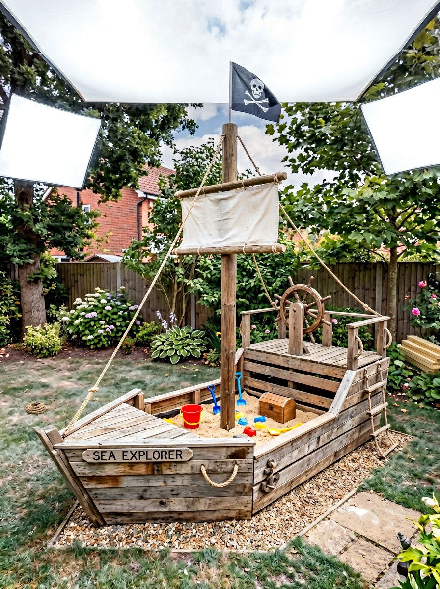 Pirate Ship Pallet Sandbox - 25 Pallet Sandbox for Kids Ideas