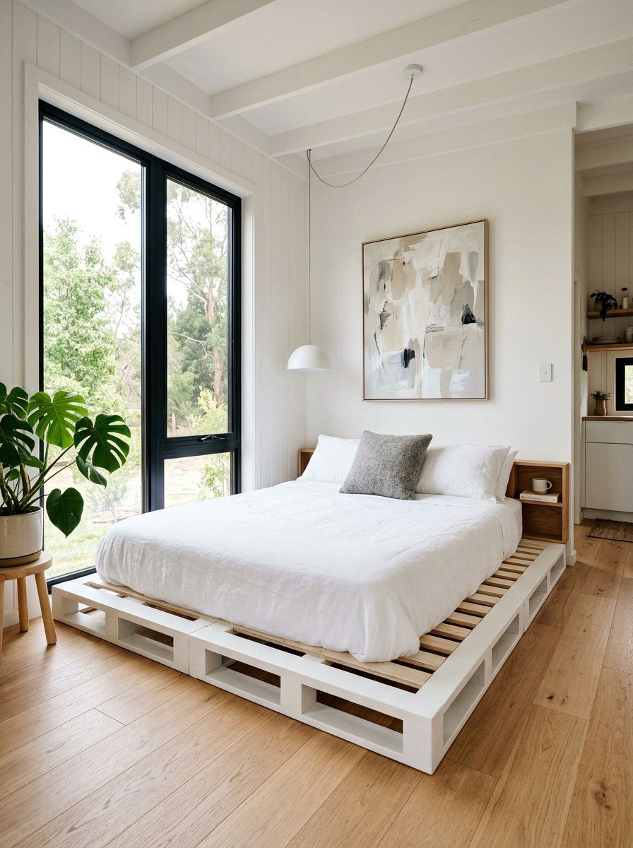 Platform Pallet Frame - 25 Pallet bed ideas for tiny house