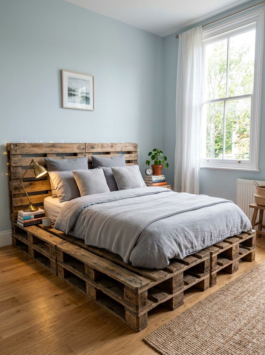 Platform pallet bed - 25 Pallet bed ideas for small bedroom