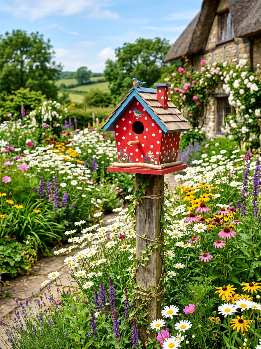 Polka Dot Birdhouse - 25 birdhouse painting ideas