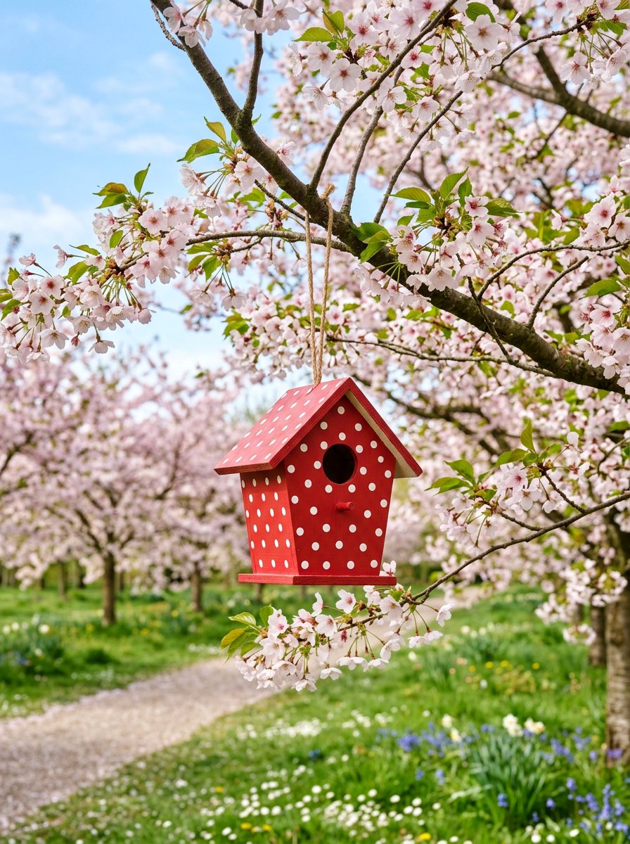Polka dot birdhouse - 25 colorful birdhouse ideas