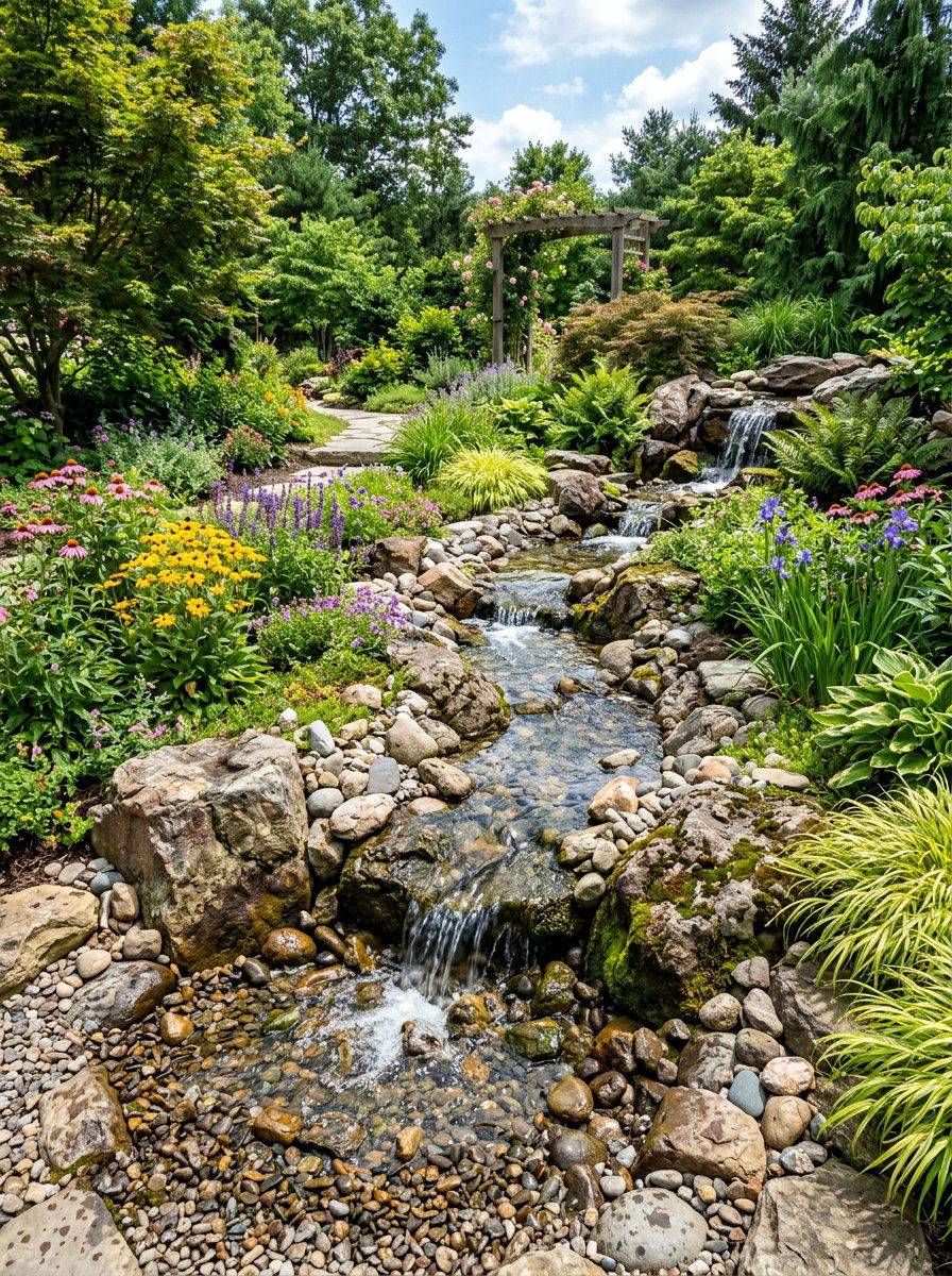 Pondless waterfall stream - 25 backyard fountain ideas