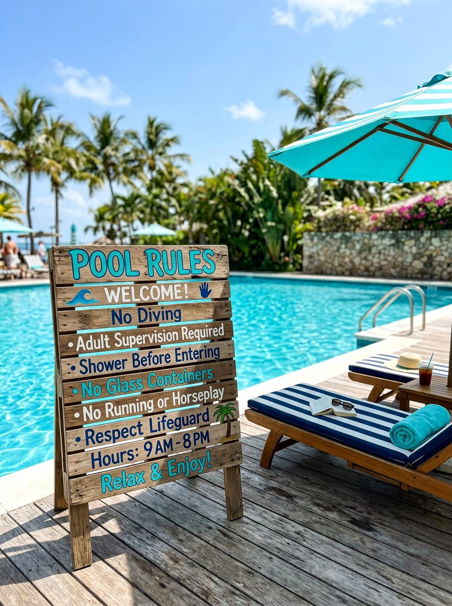 Pool Rules Pallet Board - 25 Pallet Outdoor Sign Ideas