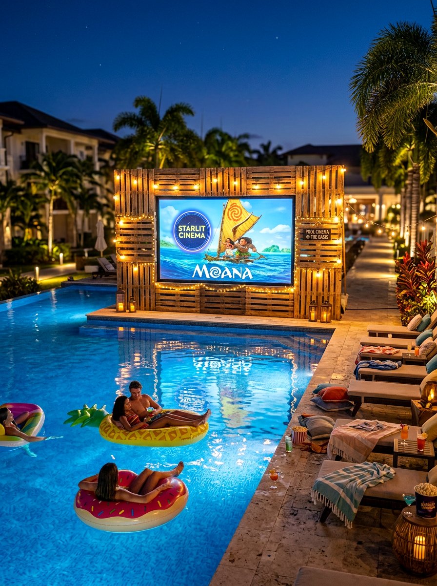 Poolside Pallet Movie Screen - 25 Pallet Outdoor Movie Screen Ideas