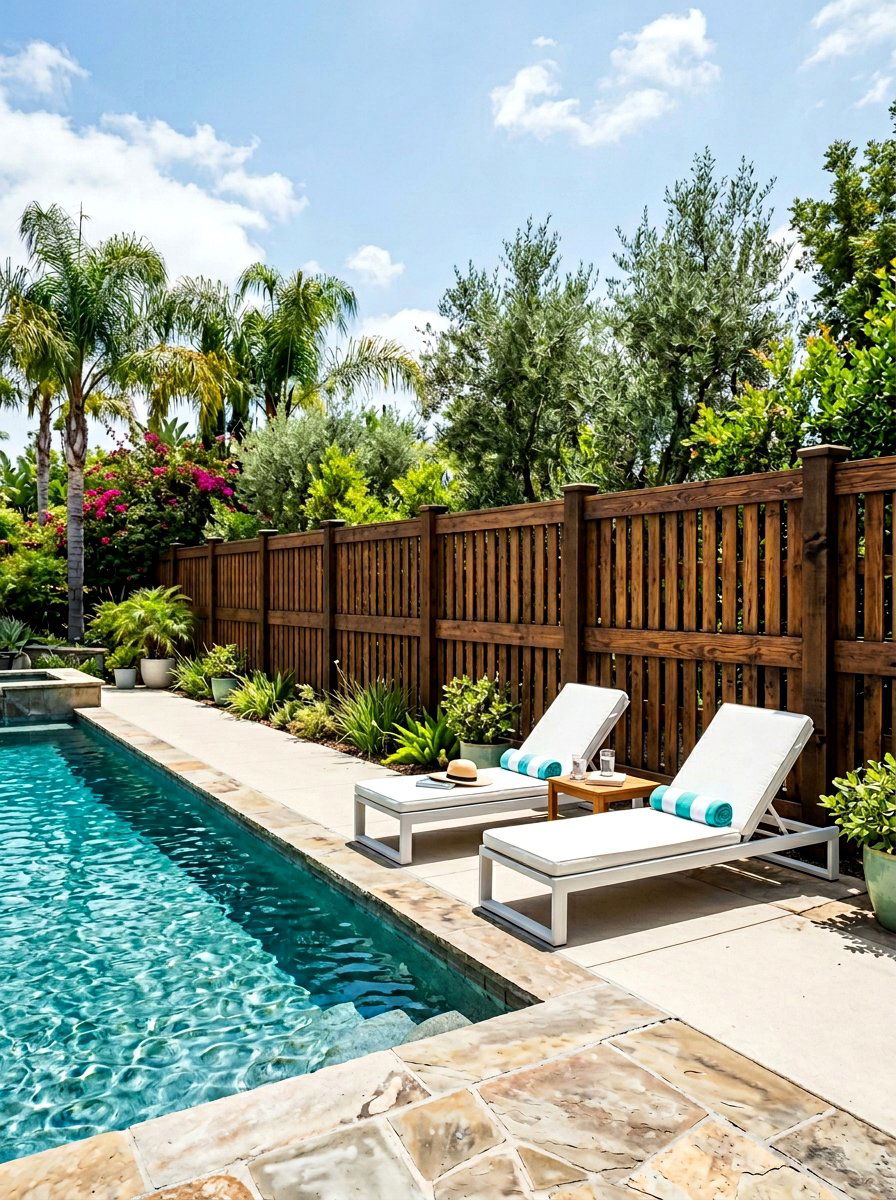 Poolside Pallet Privacy Fence - 25 Pallet Privacy Screen Ideas