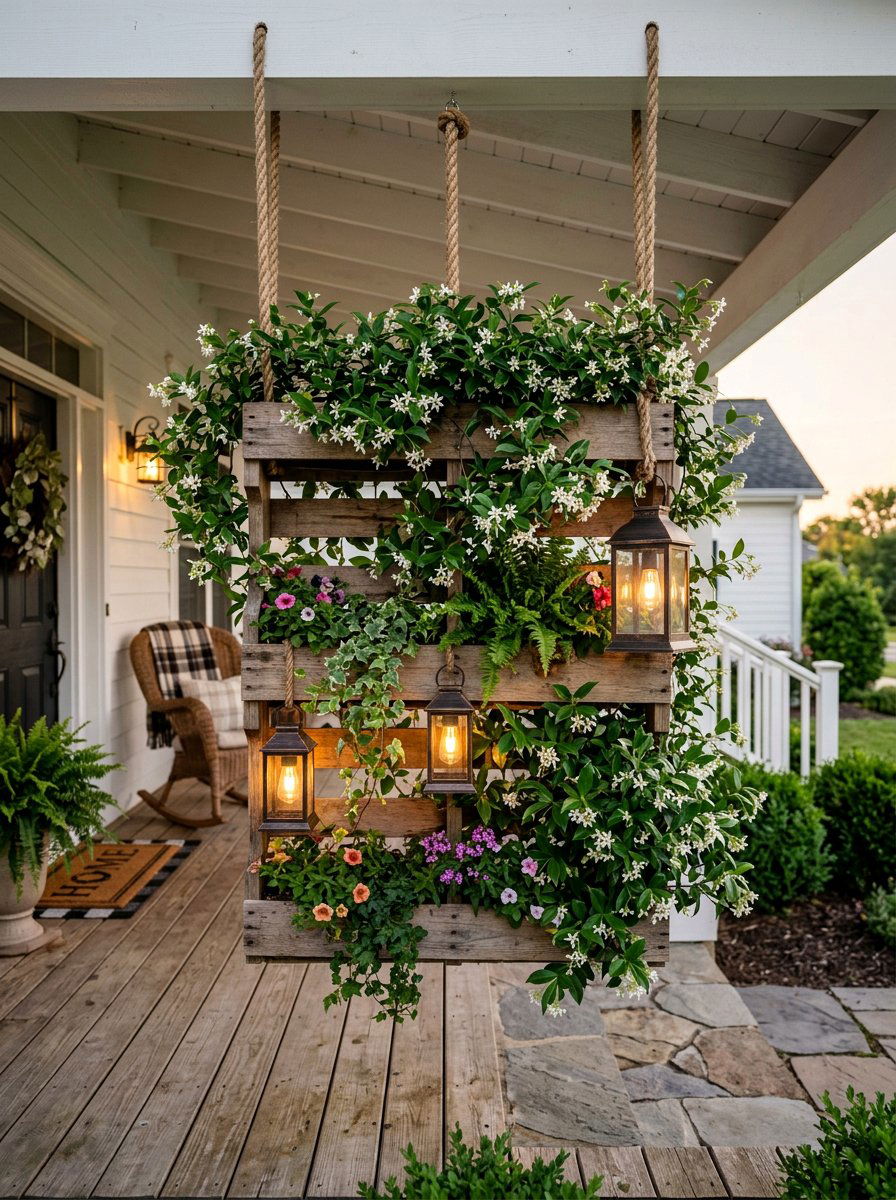 Porch hanging pallet garden - 25 Pallet Hanging Planter Ideas