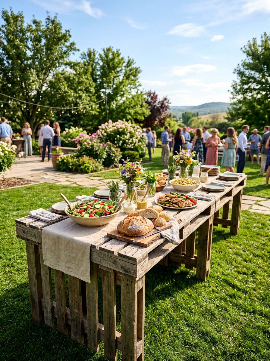 Portable Pallet Buffet Table - 25 Pallet Outdoor Serving Cart Ideas