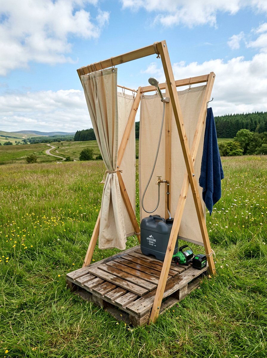 Portable Pallet Shower - 25 Pallet Outdoor Shower Ideas