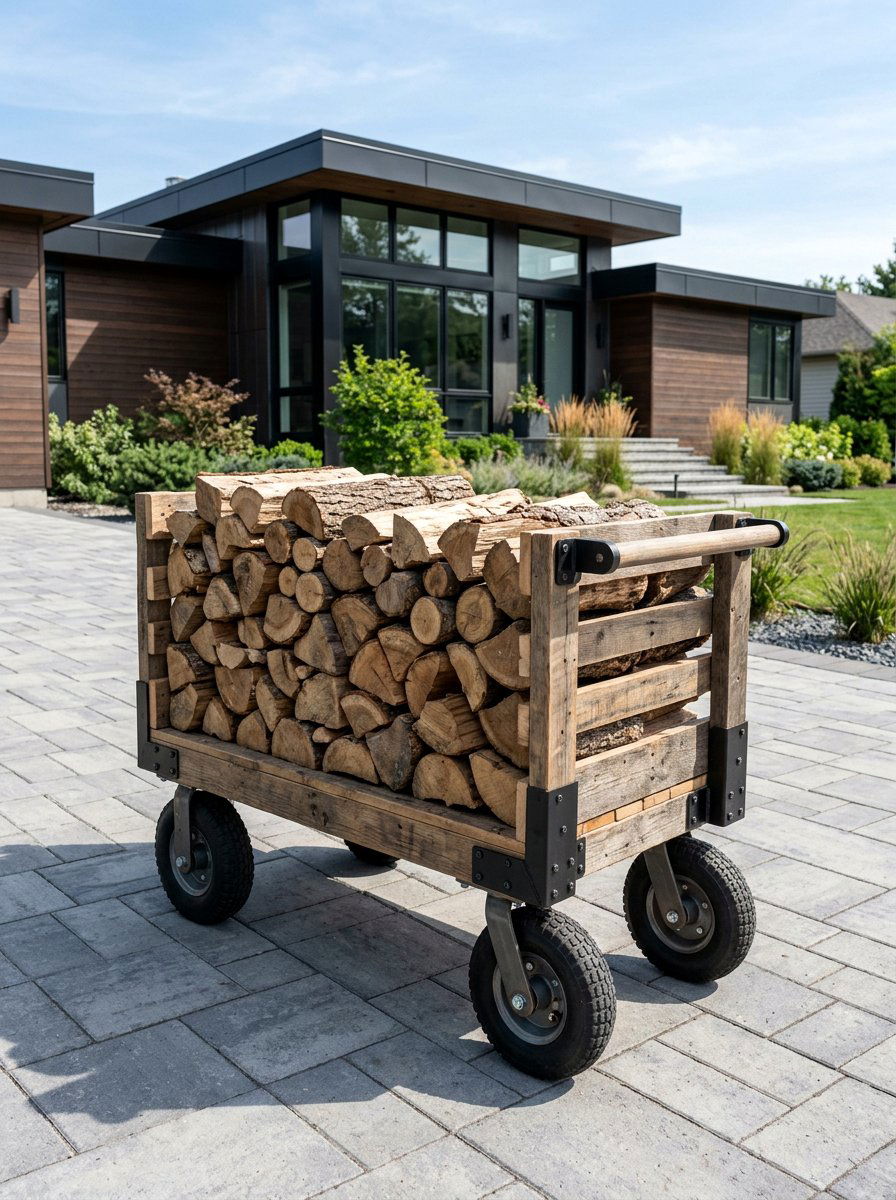 Portable Pallet Wood Cart - 25 Pallet Firewood Storage Rack Ideas