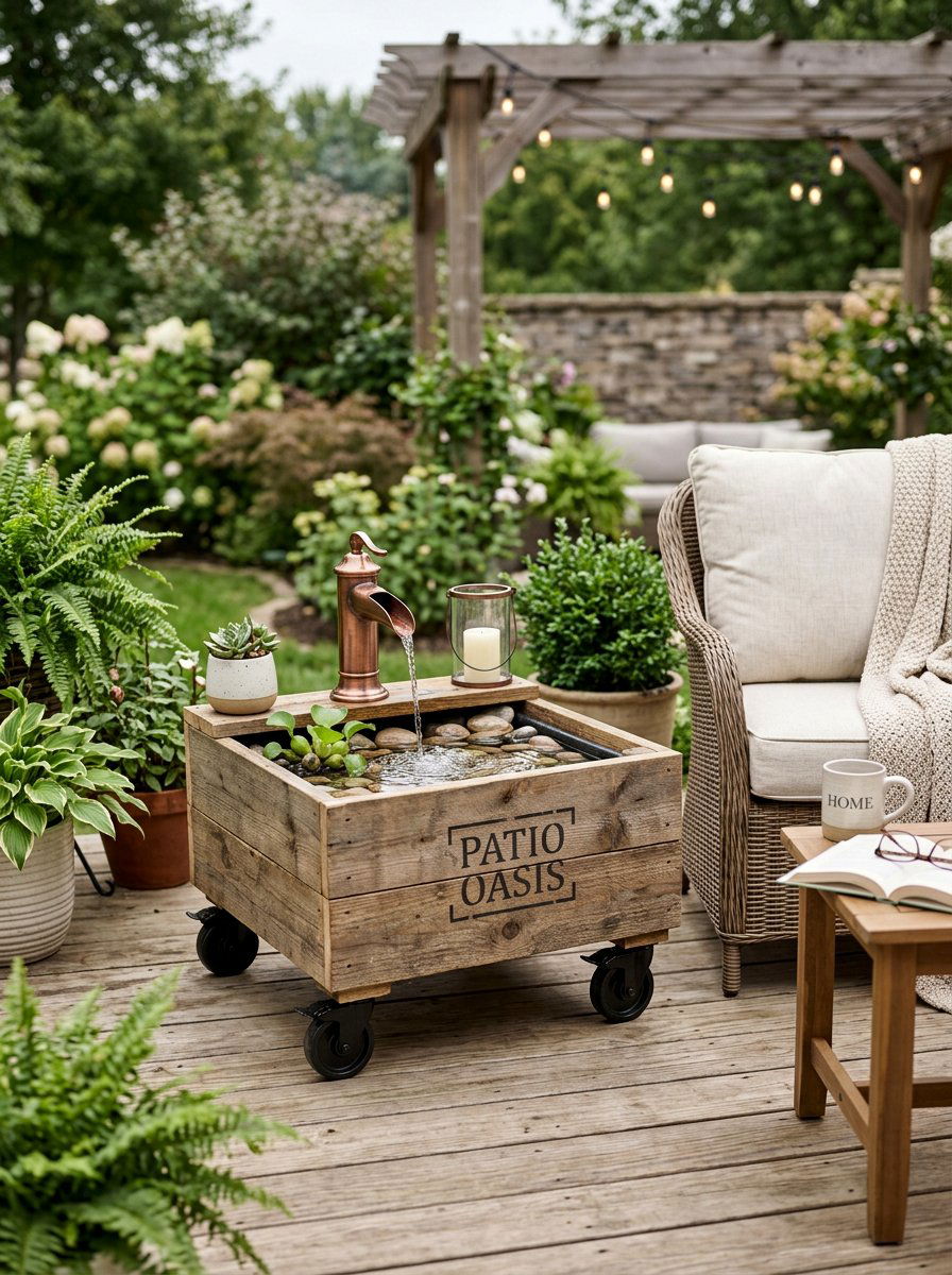 Portable Patio Water Feature - 25 Pallet Water Fountain Base Ideas