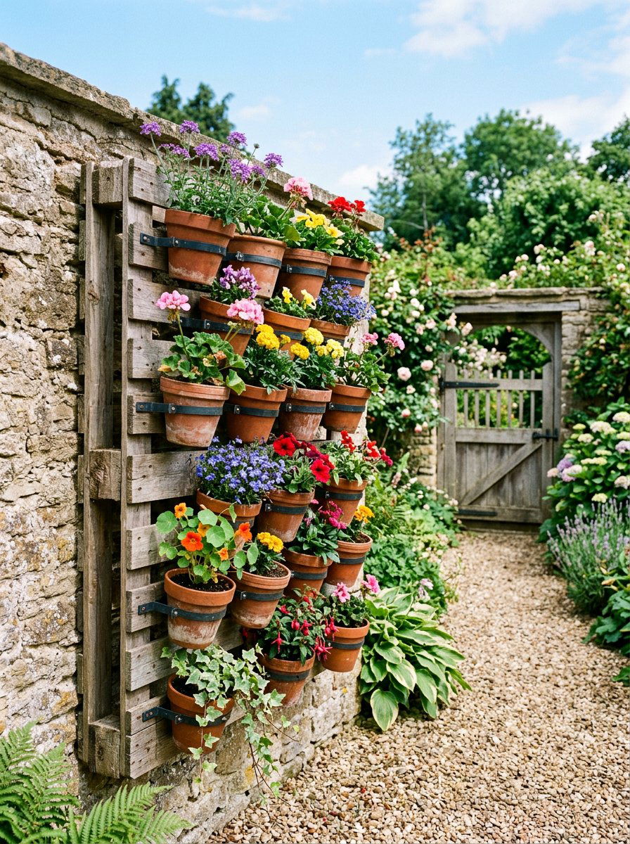 Potted Plant Pallet Rack - 25 Pallet Wall Planter Ideas