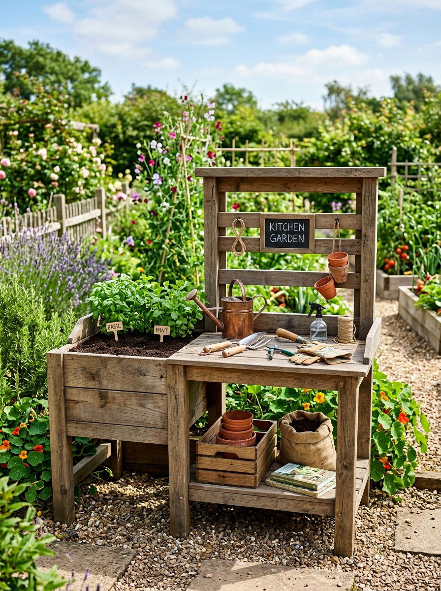 Potting Bench With Built In Planter - 25 Pallet Potting Bench Ideas