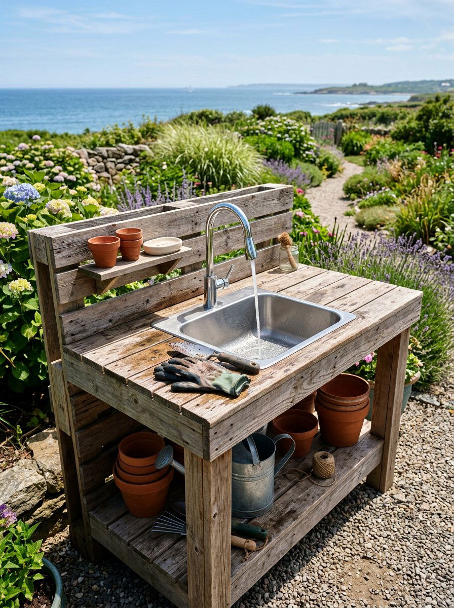 Potting Bench With Sink - 25 Pallet Potting Bench Ideas