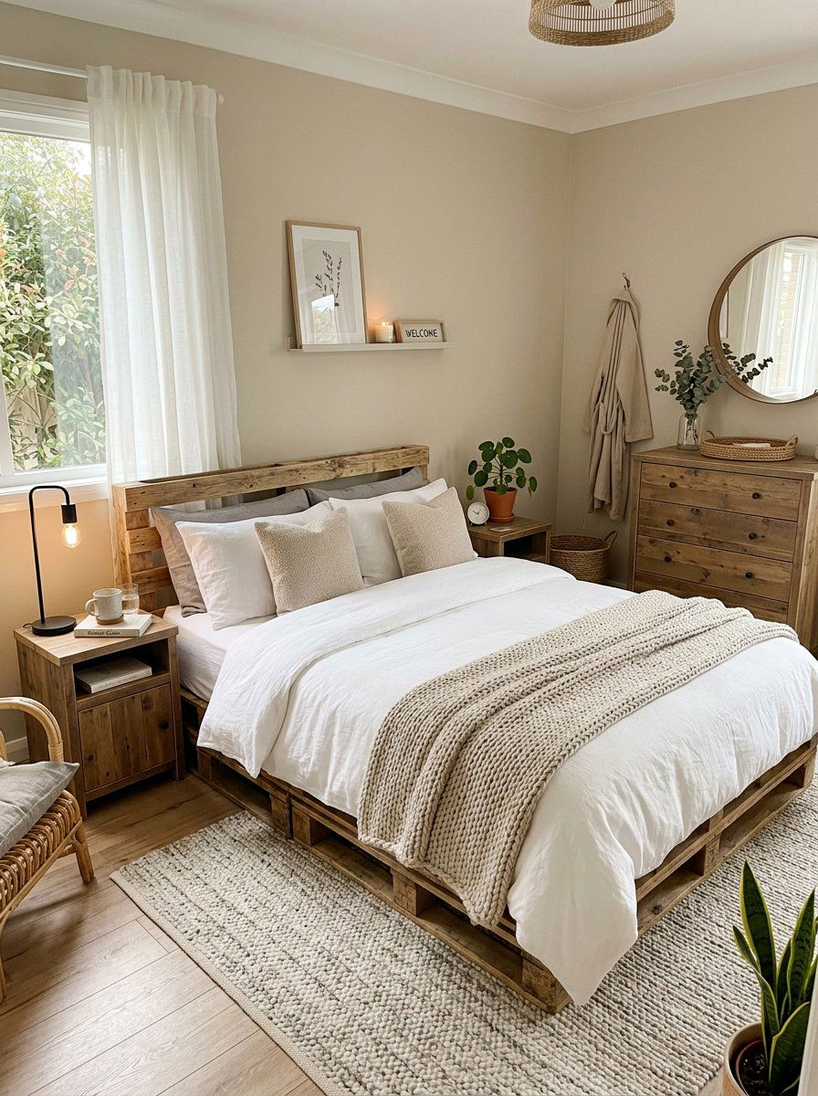Queen pallet bed for guest room - 25 Queen size pallet bed ideas