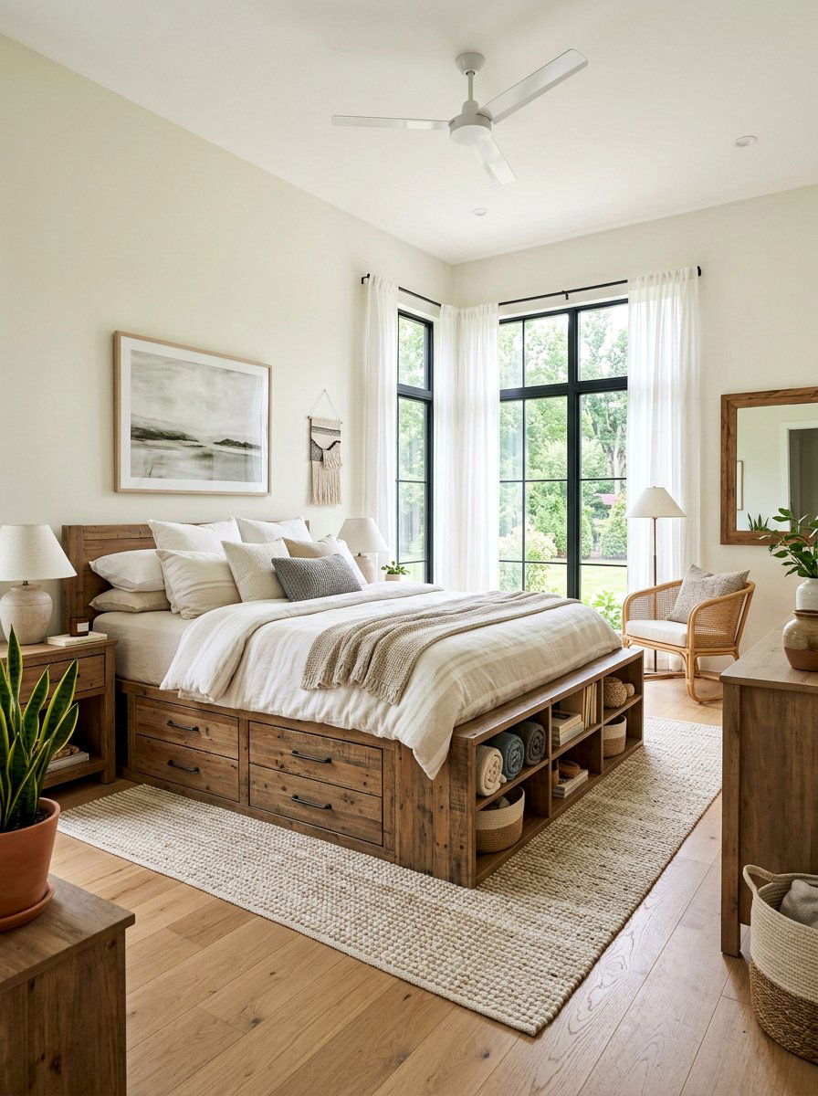 Queen pallet bed storage - 25 Pallet bed ideas with built-in storage