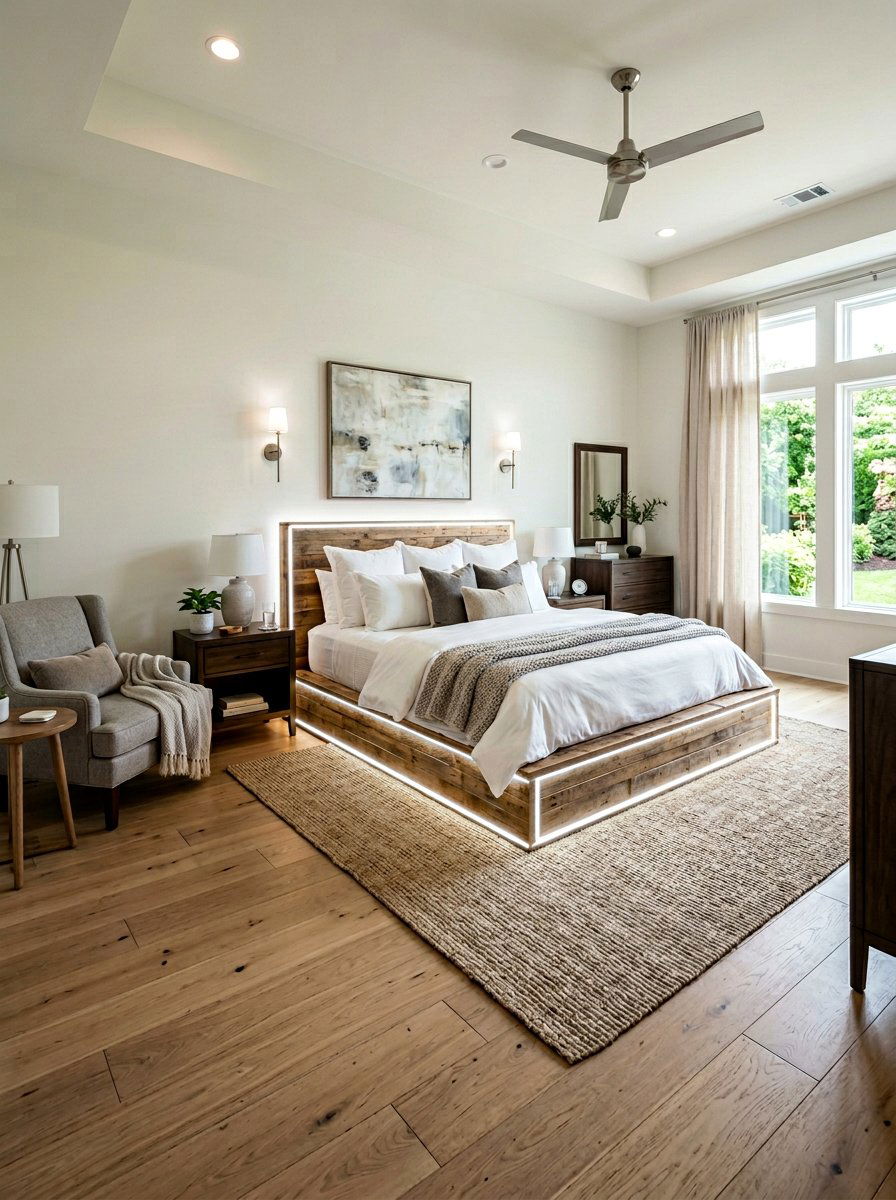 Queen size pallet bed light - 25 Lighted pallet bed frame ideas