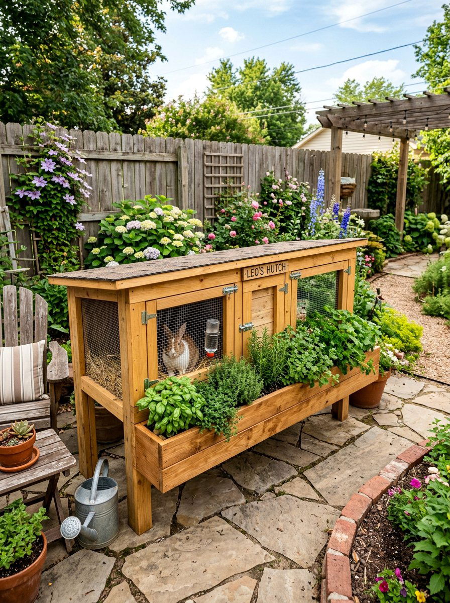Rabbit hutch with flower box - 25 Pallet Rabbit Hutch Ideas