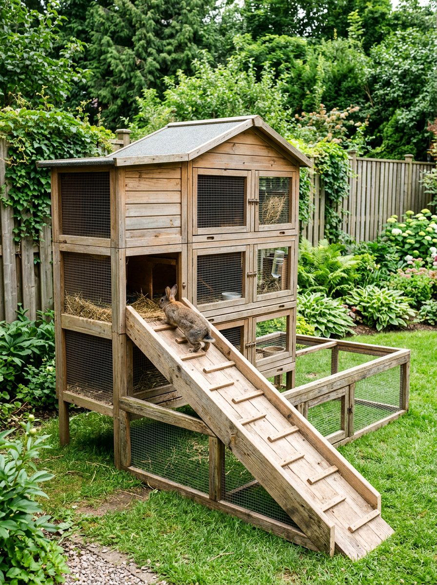 Rabbit hutch with ramp - 25 Pallet Rabbit Hutch Ideas