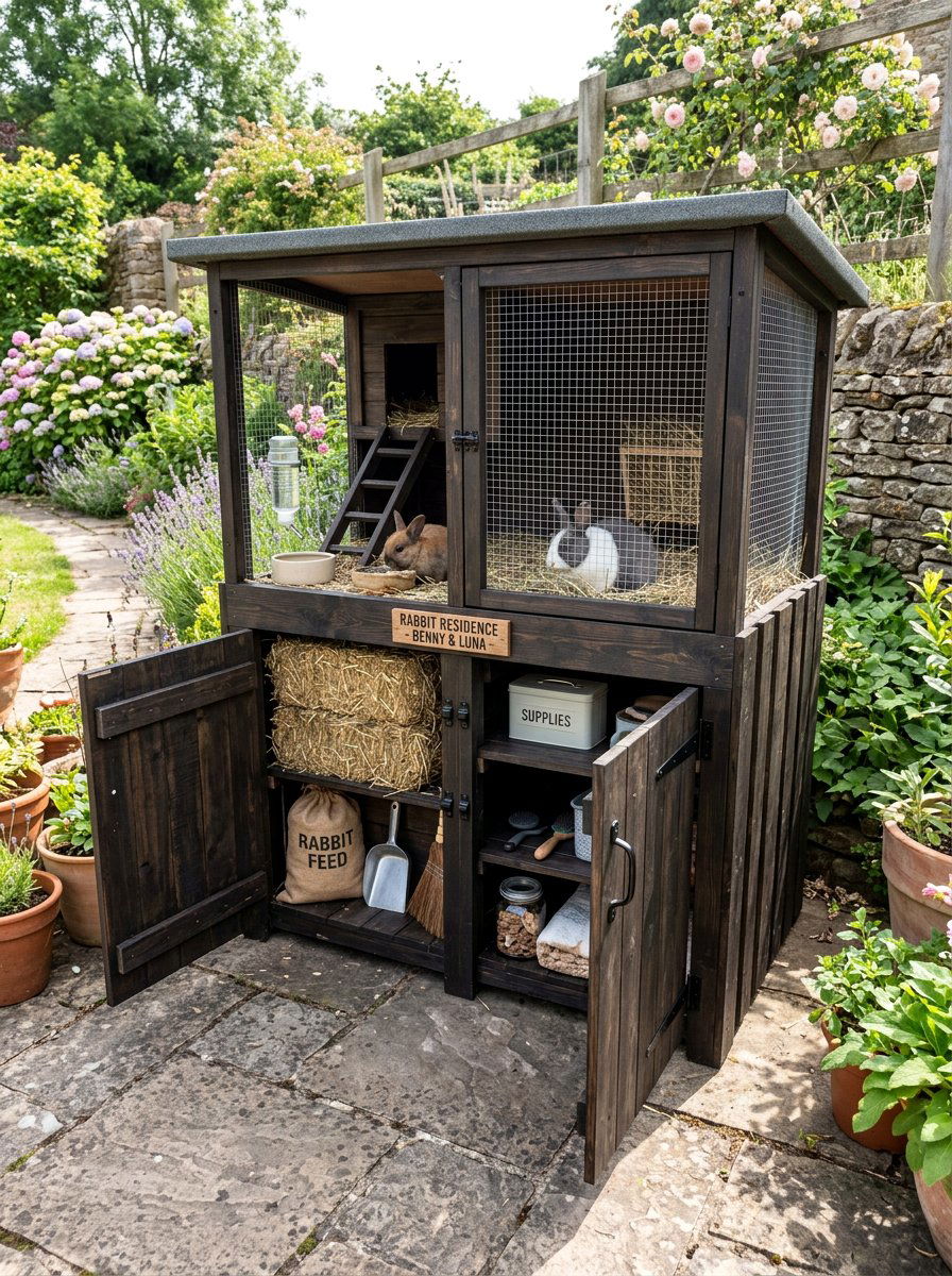 Rabbit hutch with storage - 25 Pallet Rabbit Hutch Ideas