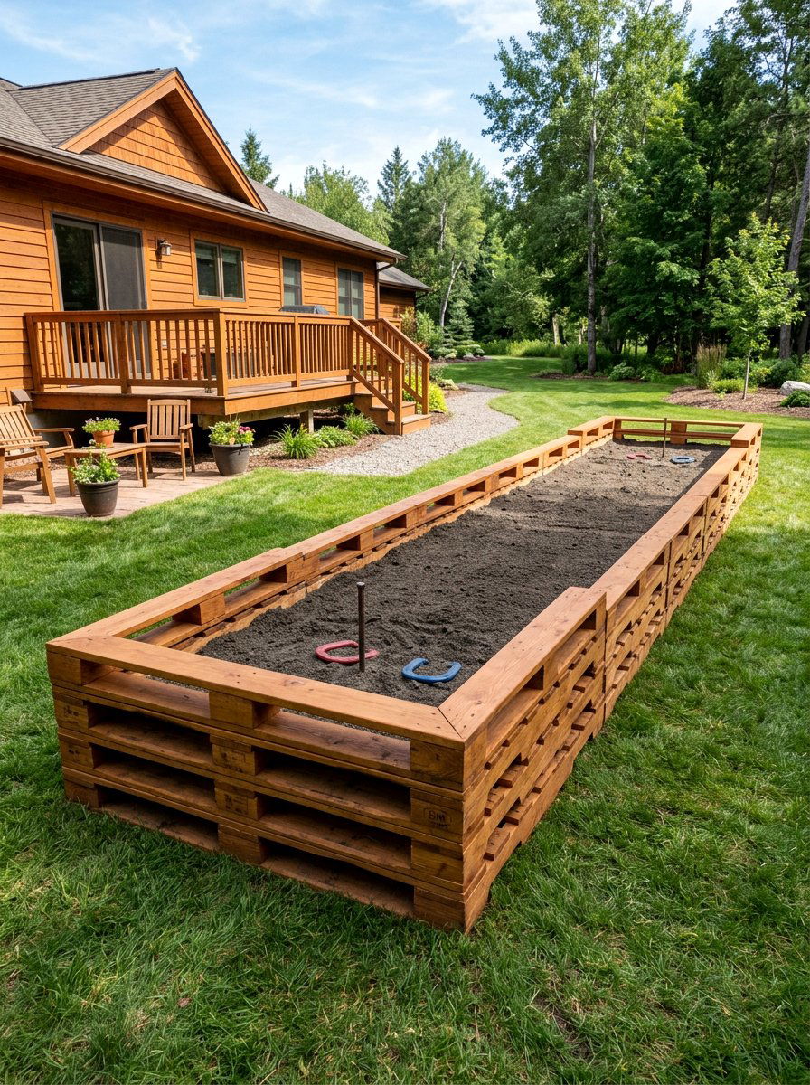 Raised Horseshoe Pit Frame - 25 Pallet Horseshoe Pit Frame Ideas