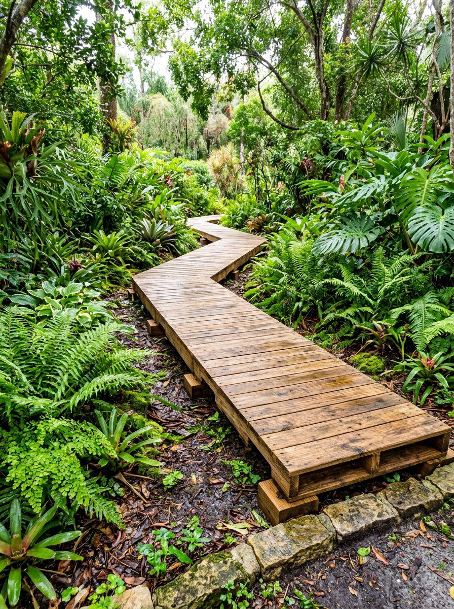 Raised Pallet Walk - 25 Pallet Walkway for Garden Ideas