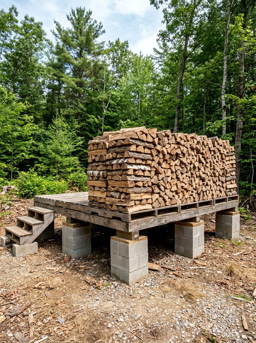 Raised Pallet Wood Platform - 25 Pallet Firewood Storage Rack Ideas