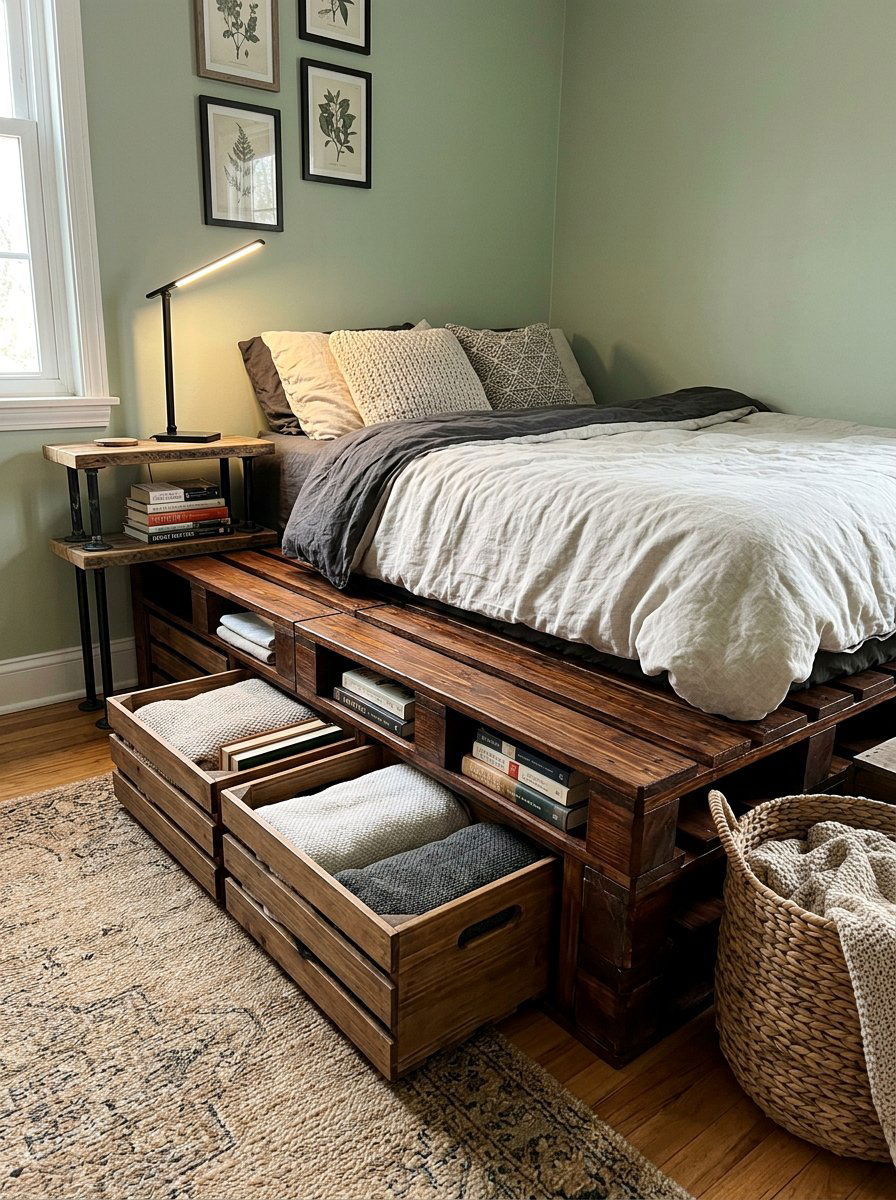 Raised pallet bed - 25 Industrial pallet bed ideas