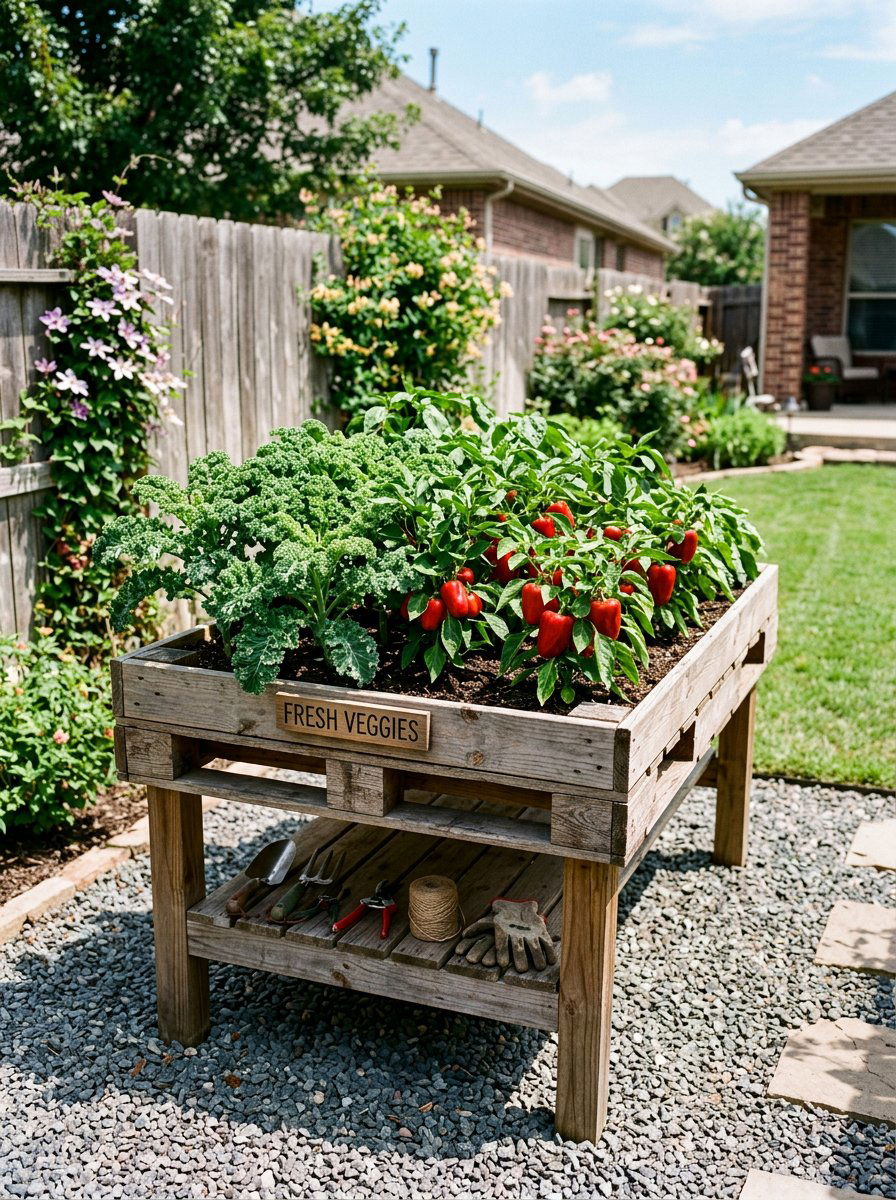 Raised pallet garden with legs - 25 Pallet Raised Garden Bed Ideas