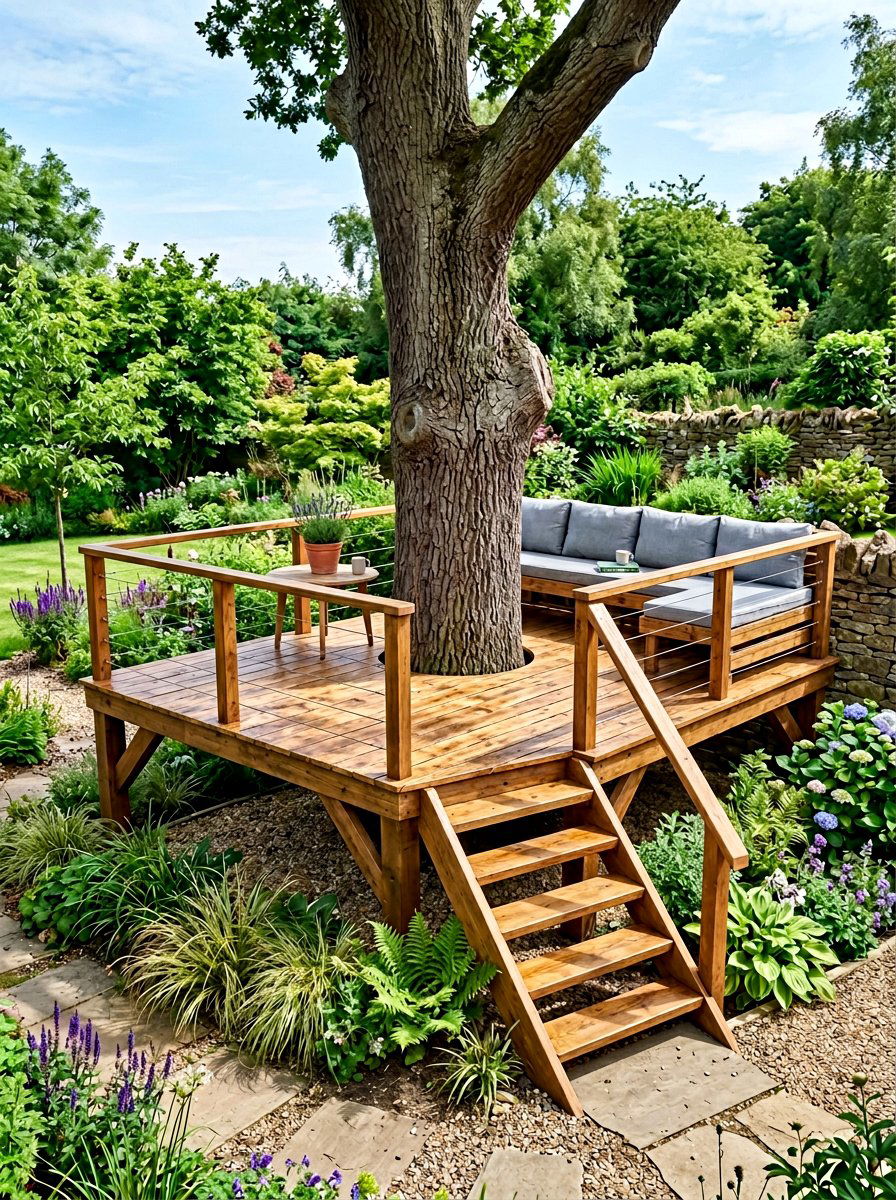 Raised wooden garden platform - 25 Pallet Tree House Platform Ideas