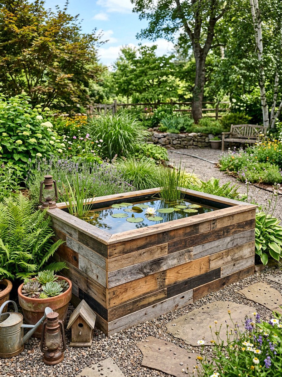Reclaimed Pallet Siding Feature - 25 Pallet Pond Surround Ideas