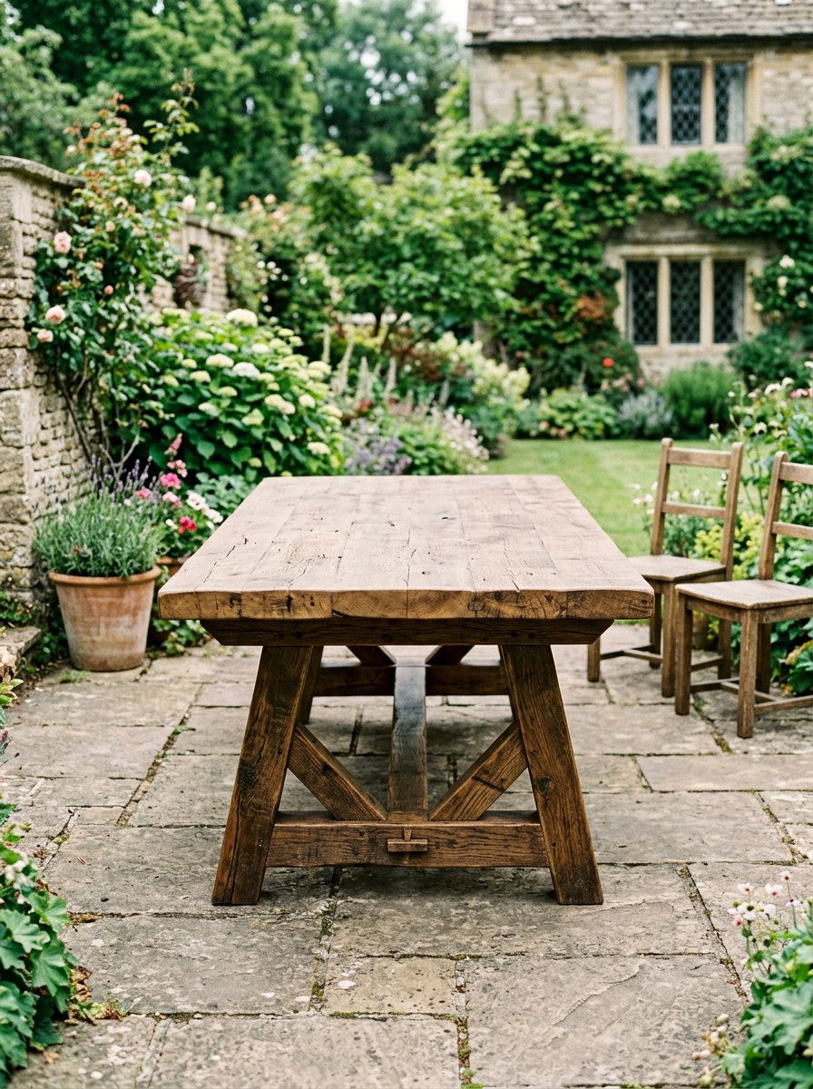 Reclaimed Pallet Wood Trestle Table - 25 Pallet Outdoor Dining Table Ideas