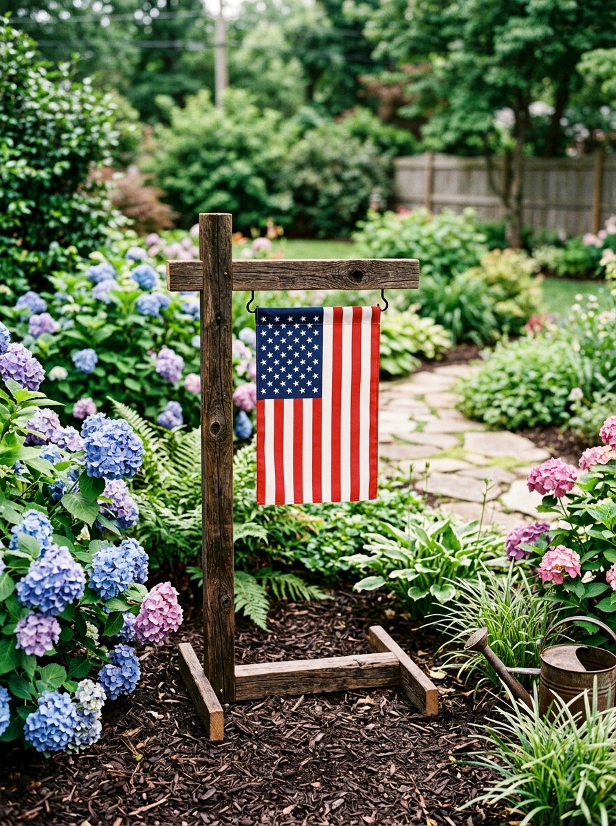 Reclaimed Wood Garden Flag Holder - 25 Pallet Flag Holder Ideas
