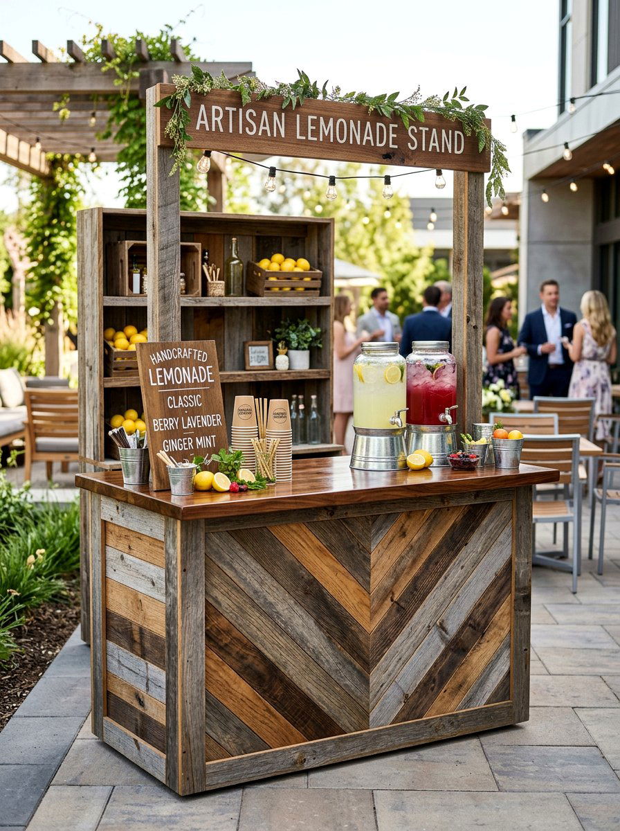 Reclaimed Wood Lemonade Stand - 25 Pallet Lemonade Stand Ideas