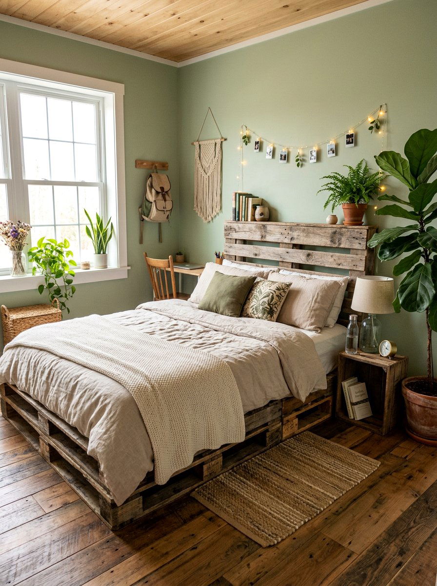 Reclaimed Wood Pallet Bed - 25 Pallet bed ideas for teenagers