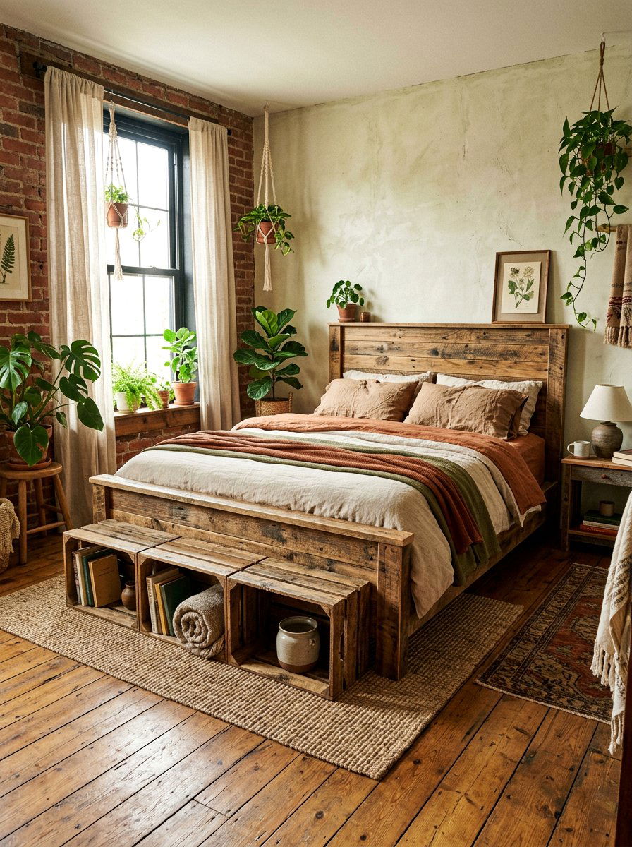 Reclaimed Wood Pallet Bed Crates - 25 Pallet bed ideas with crate storage