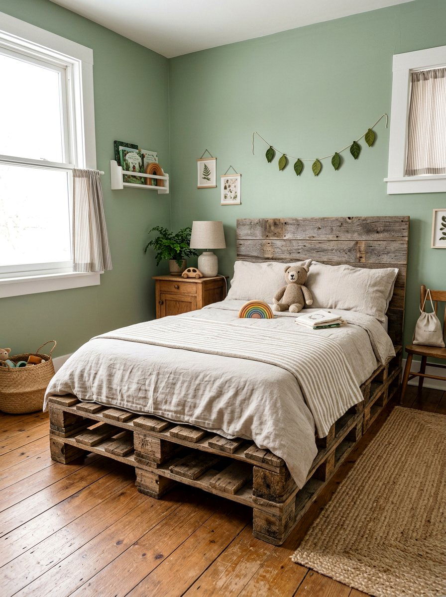Reclaimed wood bed kids room - 25 Pallet bed ideas for boys room
