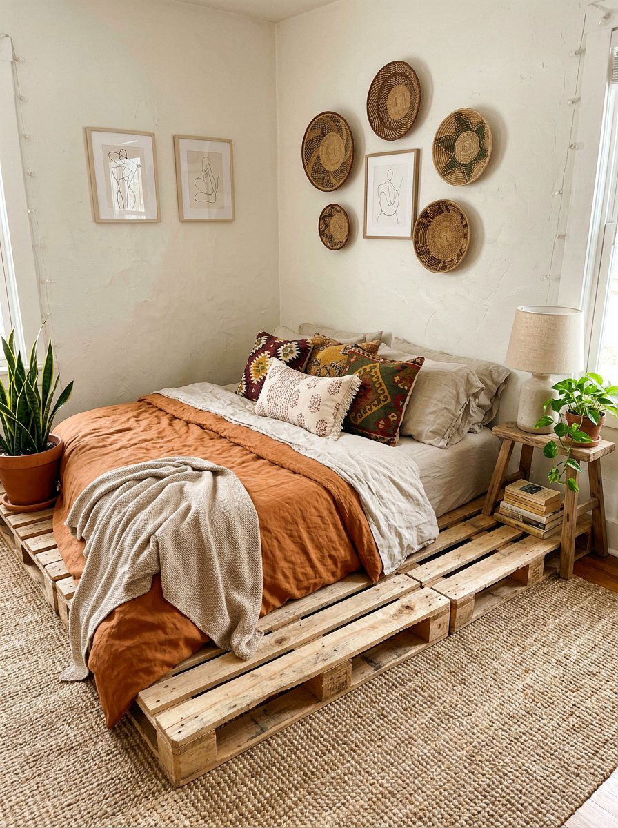 Reclaimed wood pallet bed - 25 Industrial pallet bed ideas